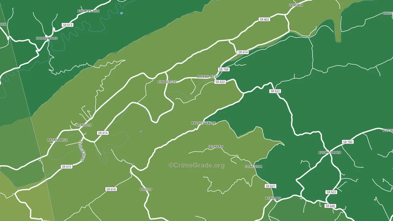 Mendota, VA Map of Vehicle Theft Rates