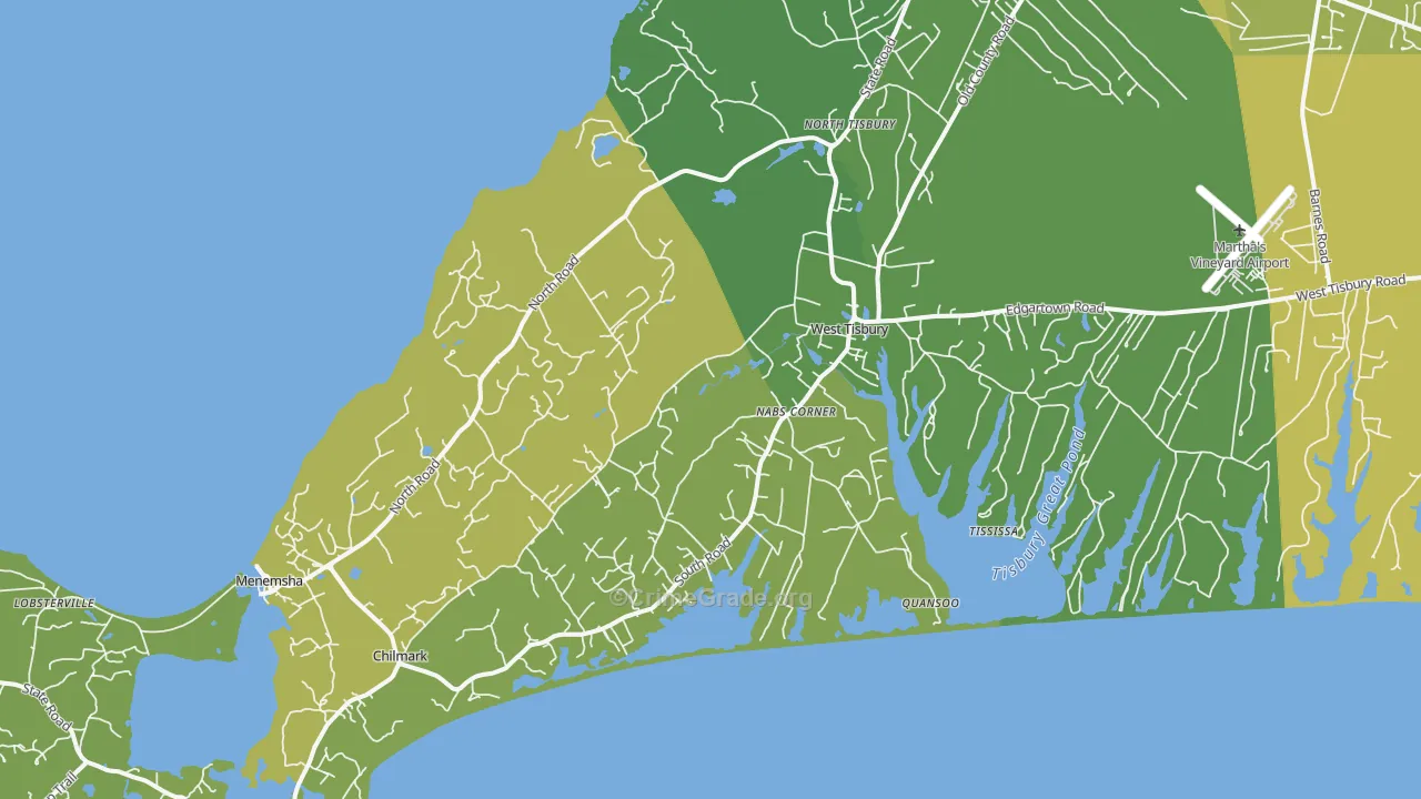 Menemsha, MA Map of Vehicle Theft Rates