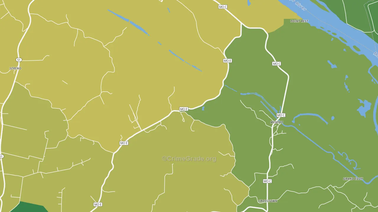 Menfro, MO Map of Vehicle Theft Rates