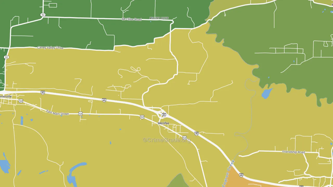 Menifee, AR Map of Vehicle Theft Rates