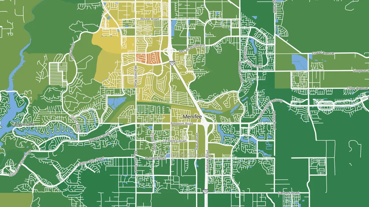 Menifee, CA Map of Vehicle Theft Rates