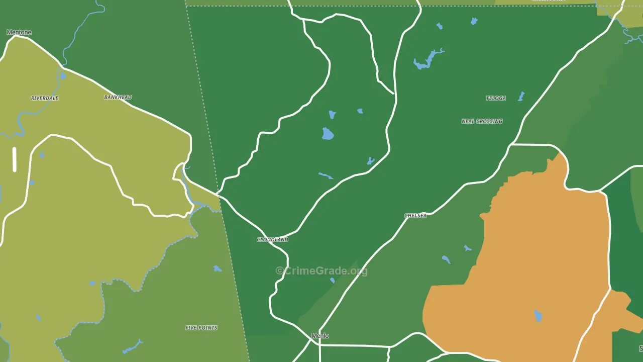 Menlo, GA Map of Vehicle Theft Rates