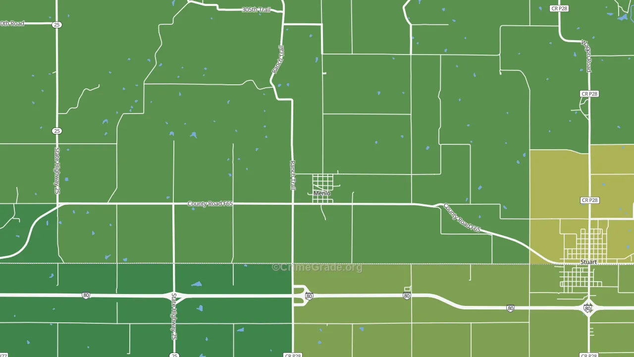 Menlo, IA Map of Vehicle Theft Rates