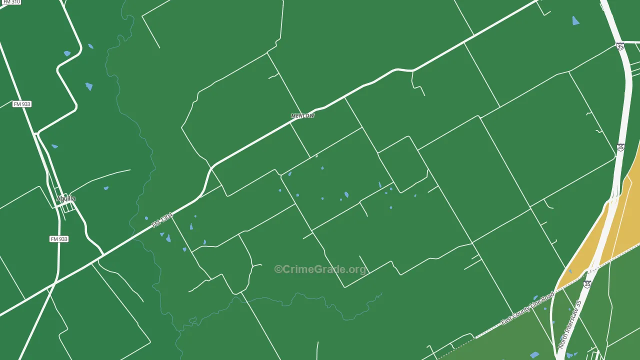 Menlow, TX Map of Vehicle Theft Rates