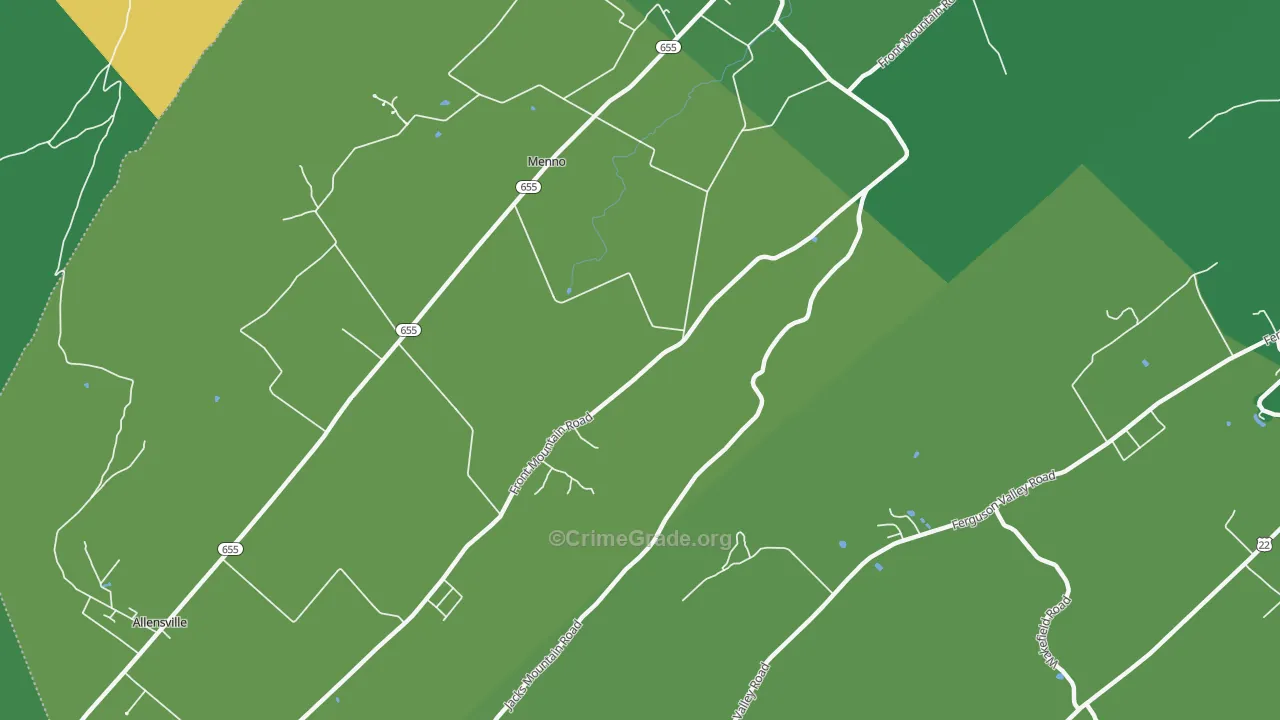 Menno, PA Map of Vehicle Theft Rates