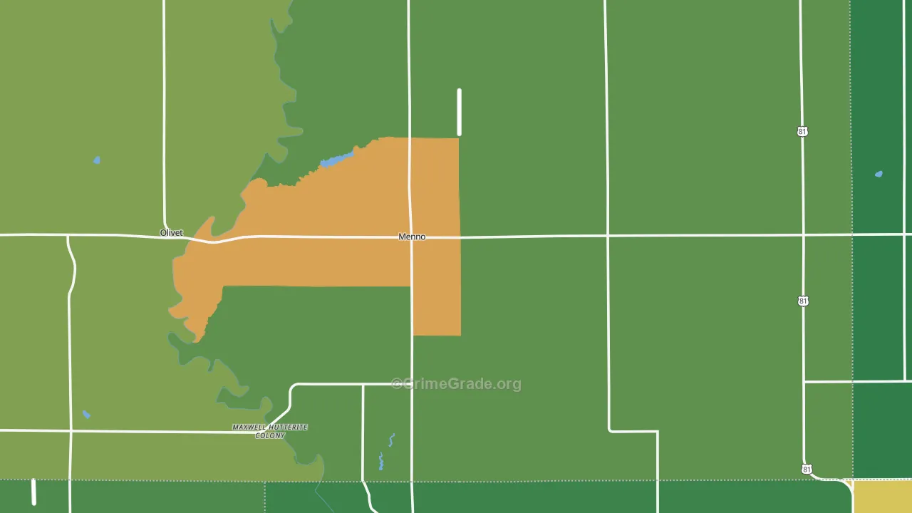Menno, SD Map of Vehicle Theft Rates
