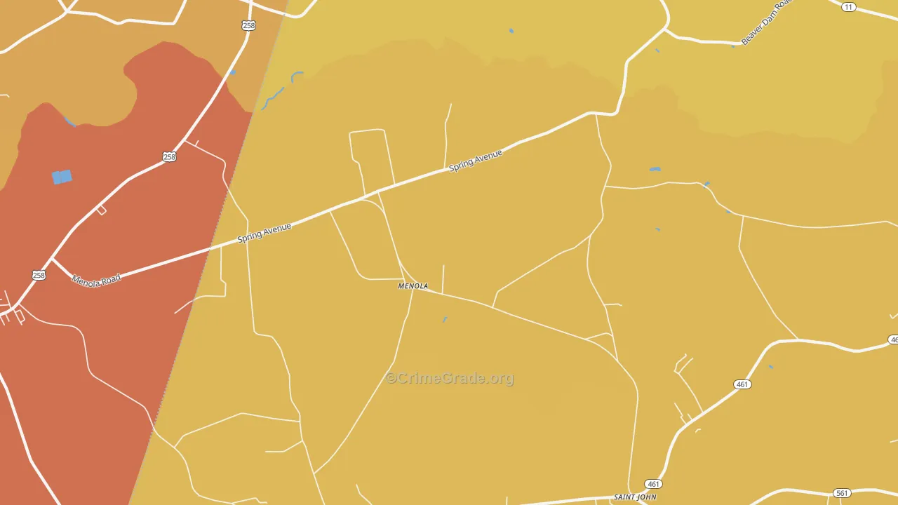 Menola, NC Map of Vehicle Theft Rates