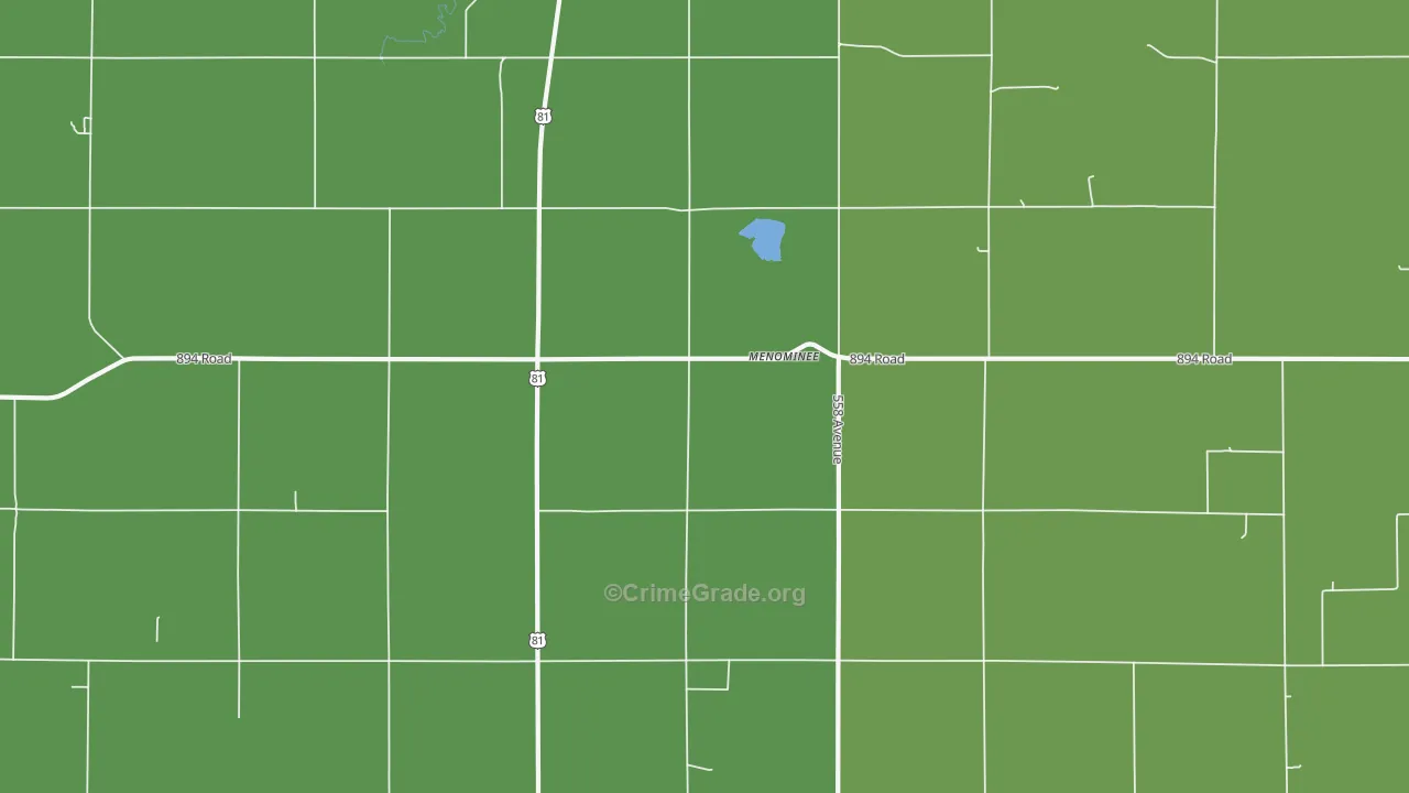 Menominee, NE Map of Vehicle Theft Rates