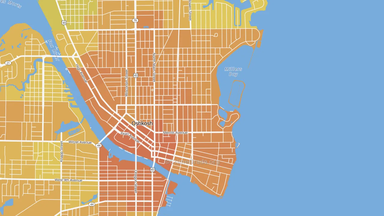 Menominee South, Oshkosh, WI Map of Vehicle Theft Rates
