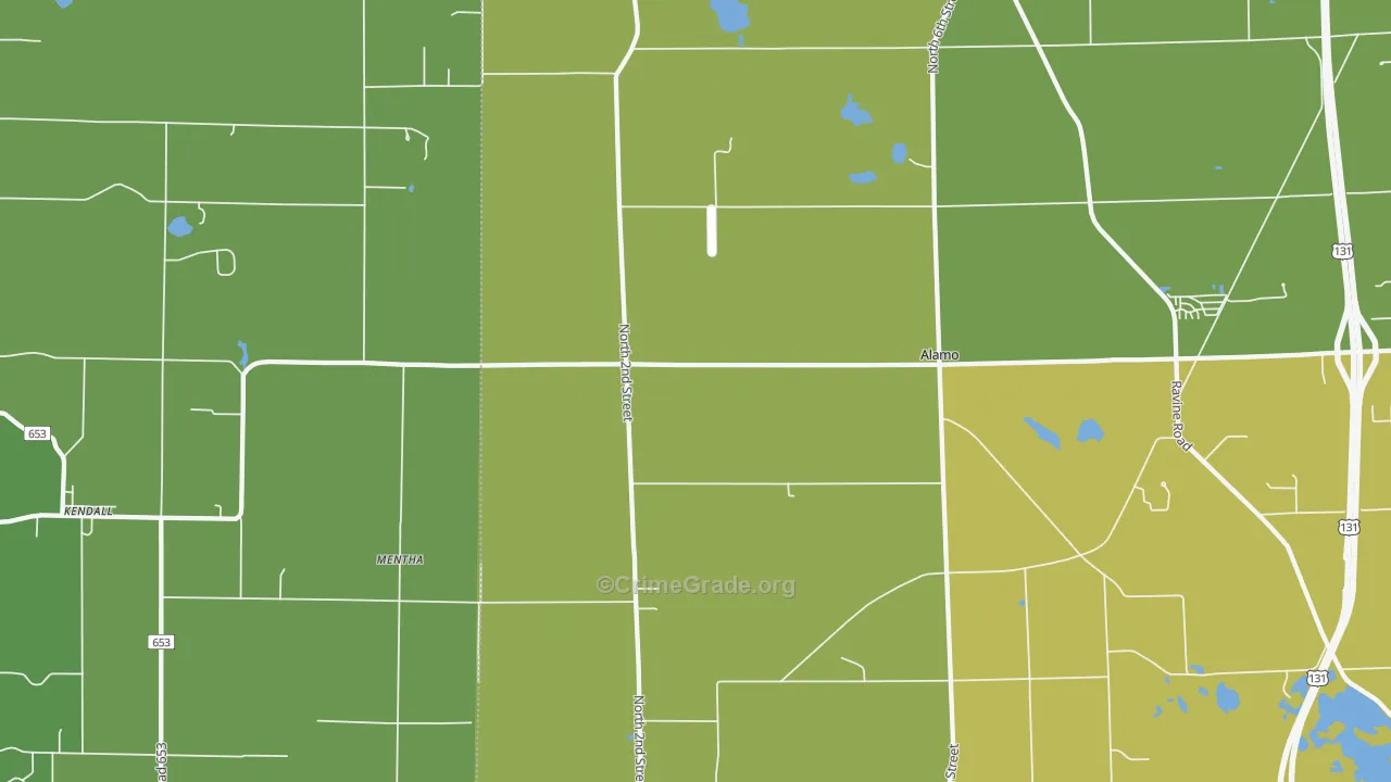 Mentha, MI Map of Vehicle Theft Rates