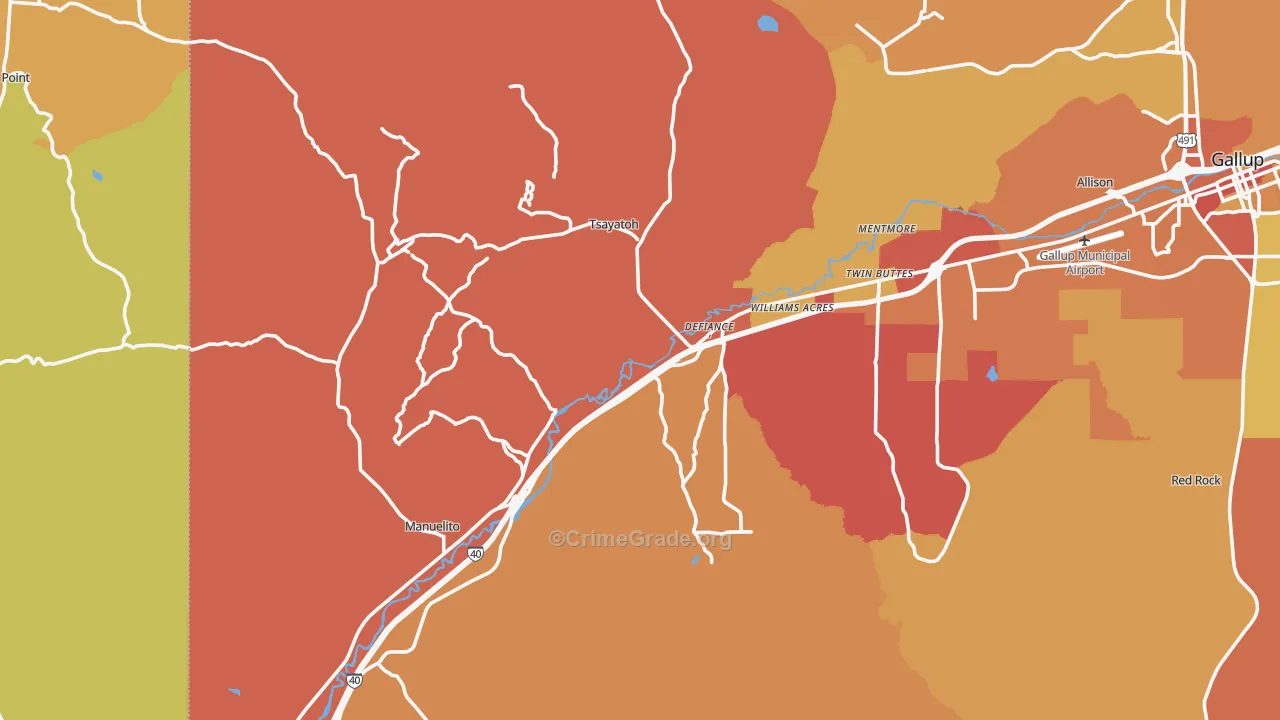 Mentmore, NM Map of Vehicle Theft Rates