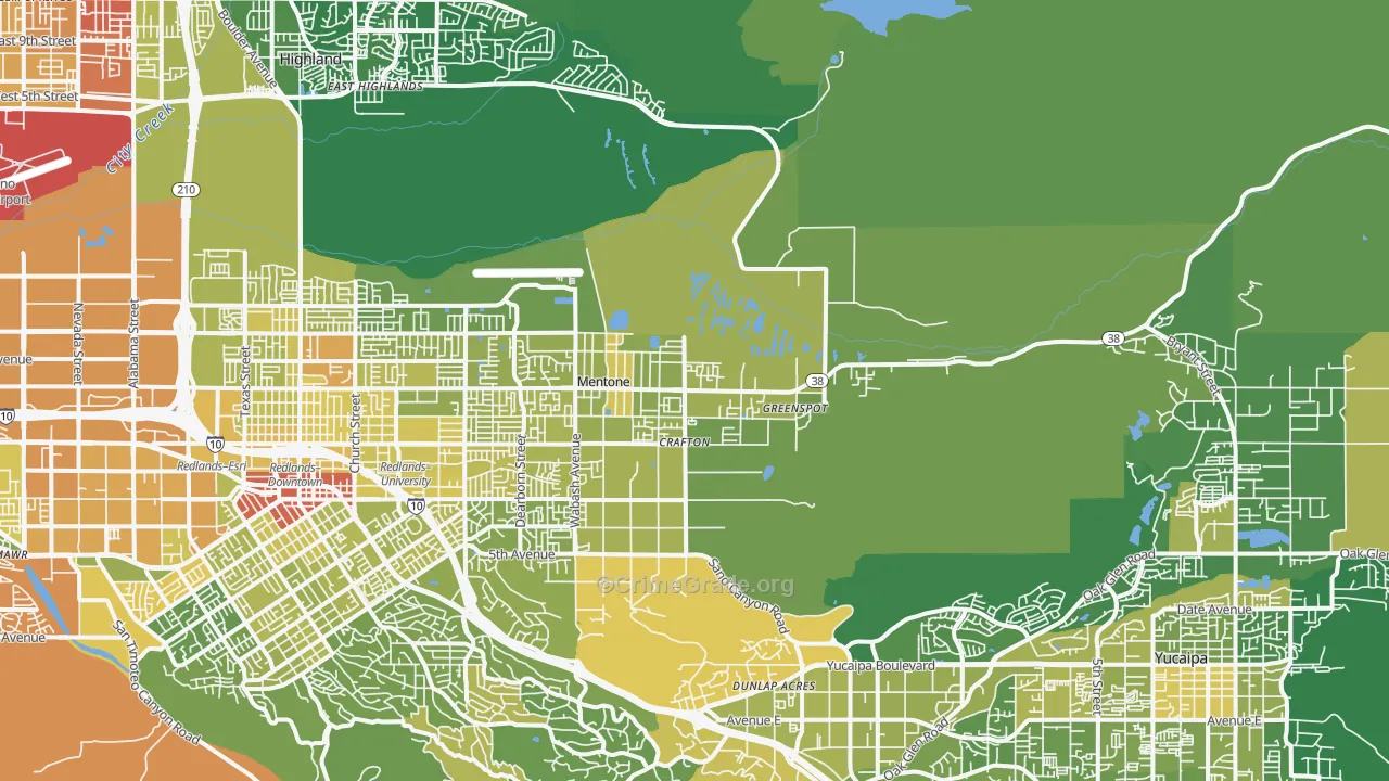 Mentone, CA Map of Vehicle Theft Rates