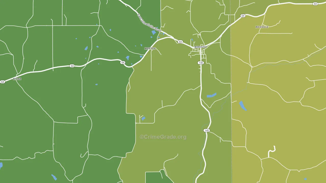 Mentor, IN Map of Vehicle Theft Rates
