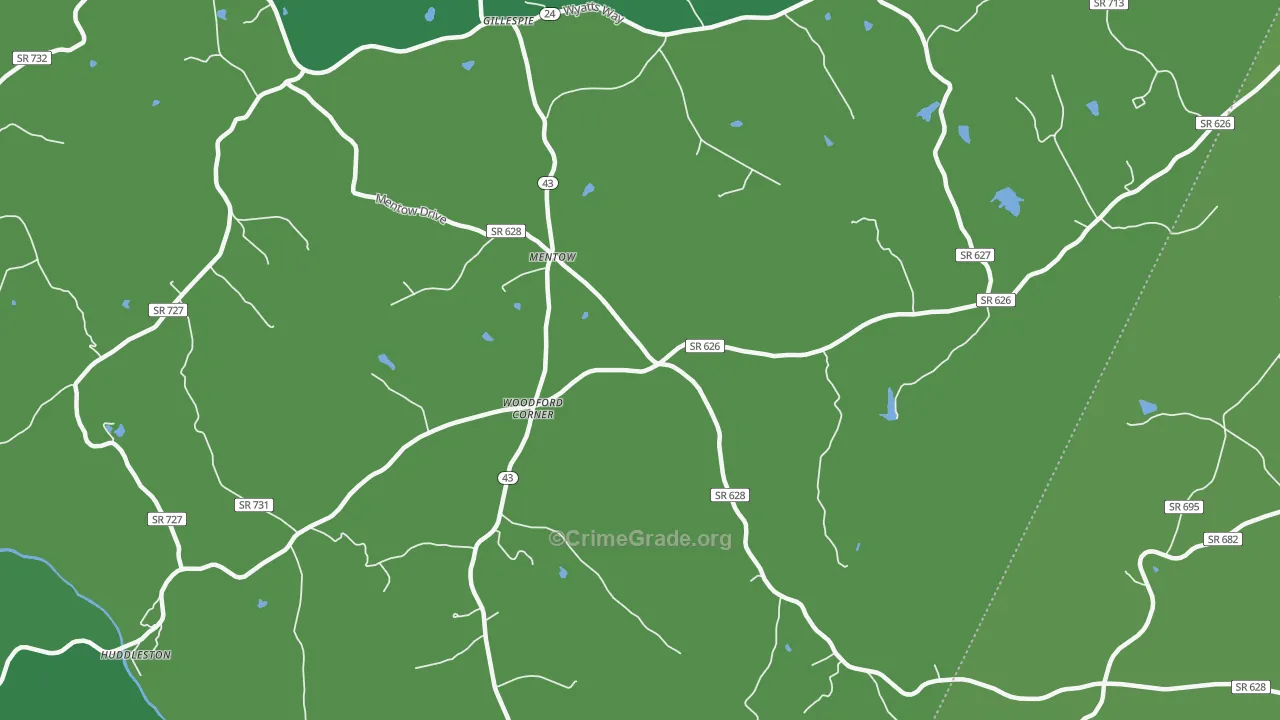 Mentow, VA Map of Vehicle Theft Rates