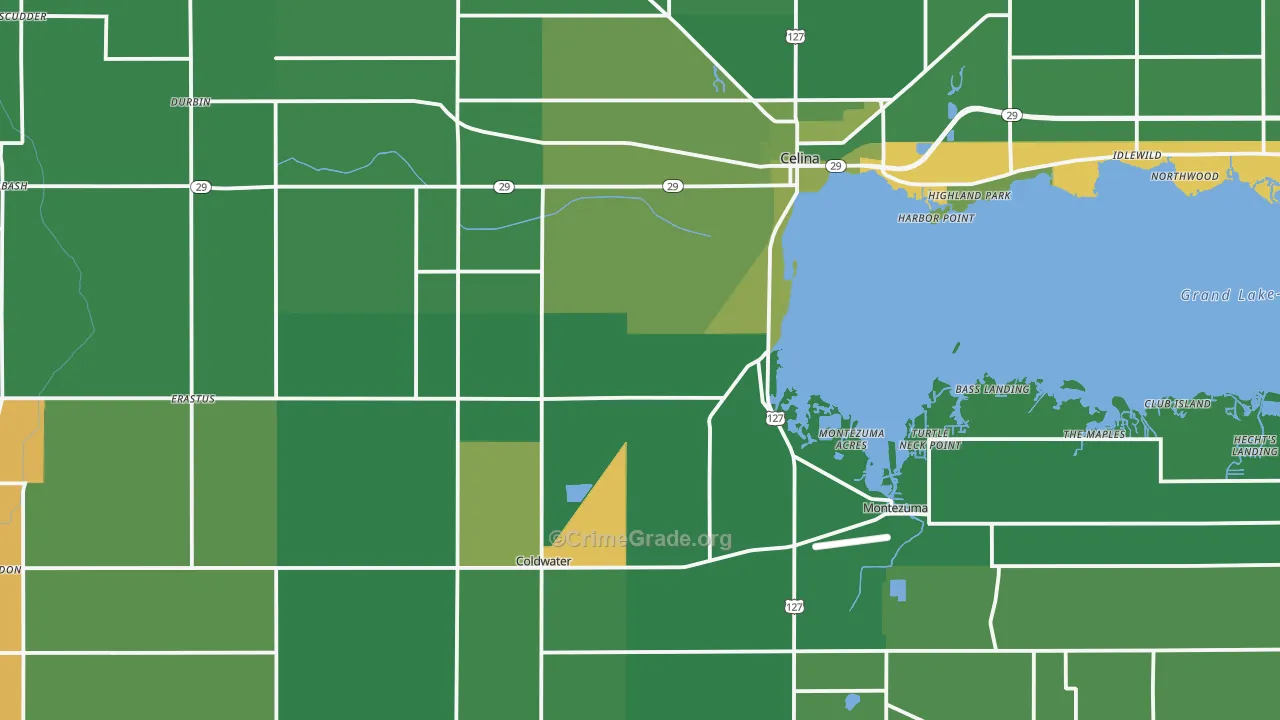 Mercer County, OH Map of Vehicle Theft Rates