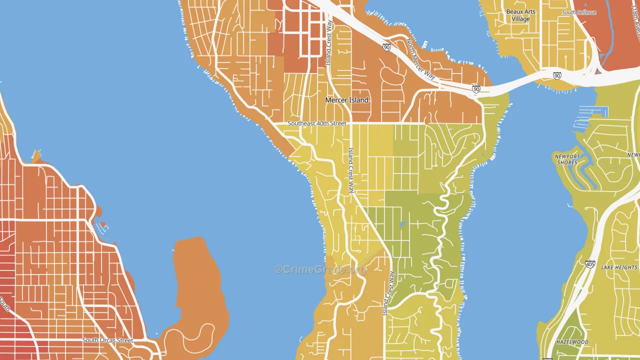 Mercer Heights, Mercer Island, WA Map of Vehicle Theft Rates