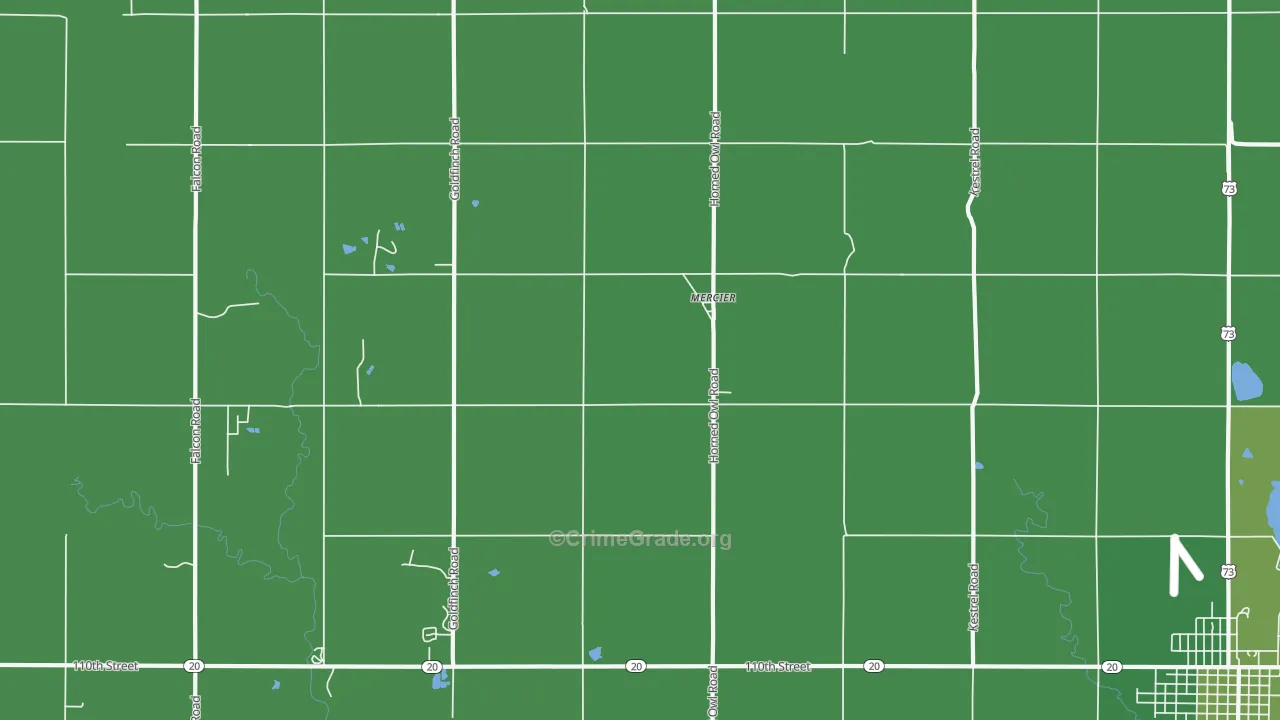 Mercier, KS Map of Vehicle Theft Rates
