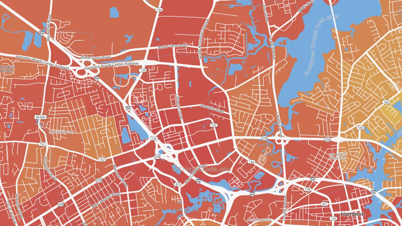 Mercury Central, Hampton, VA Map of Vehicle Theft Rates