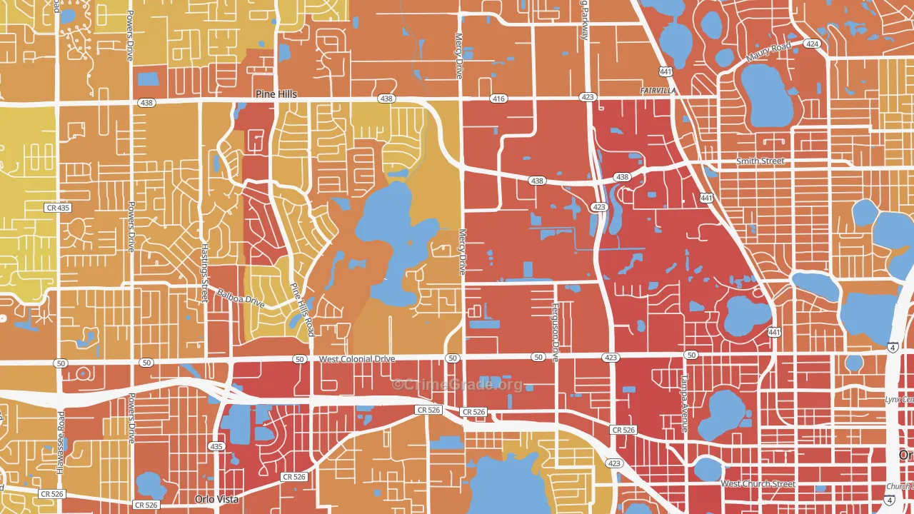 Mercy Drive, Orlando, FL Map of Vehicle Theft Rates