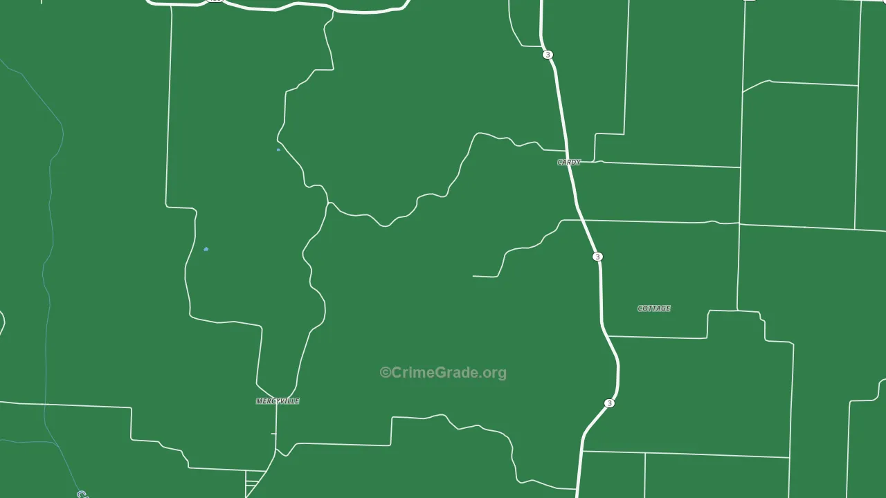 Mercyville, MO Map of Vehicle Theft Rates