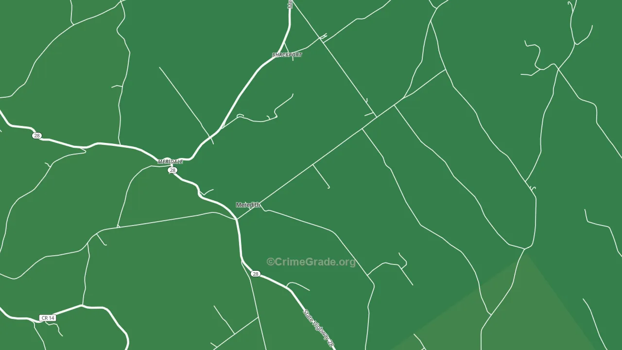 Meredith, NY Map of Vehicle Theft Rates