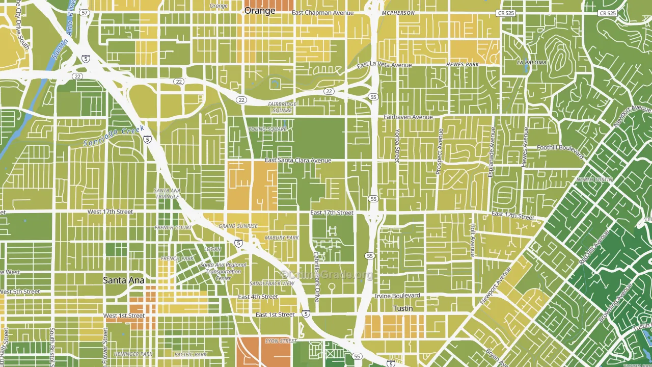 Meredith Parkwood, Santa Ana, CA Map of Vehicle Theft Rates