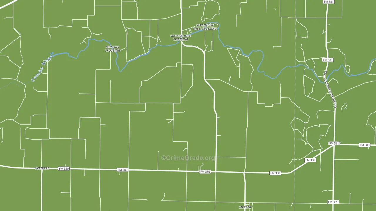 Mereta, TX Map of Vehicle Theft Rates