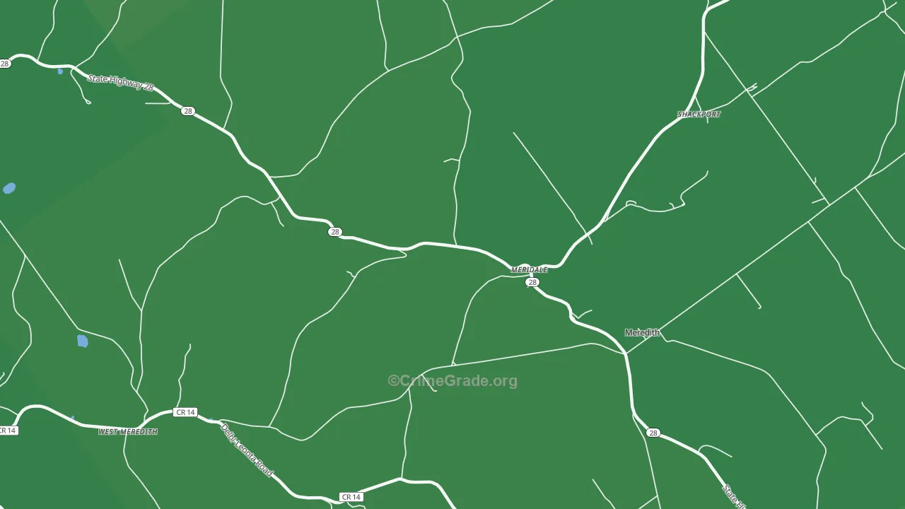 Meridale, NY Map of Vehicle Theft Rates