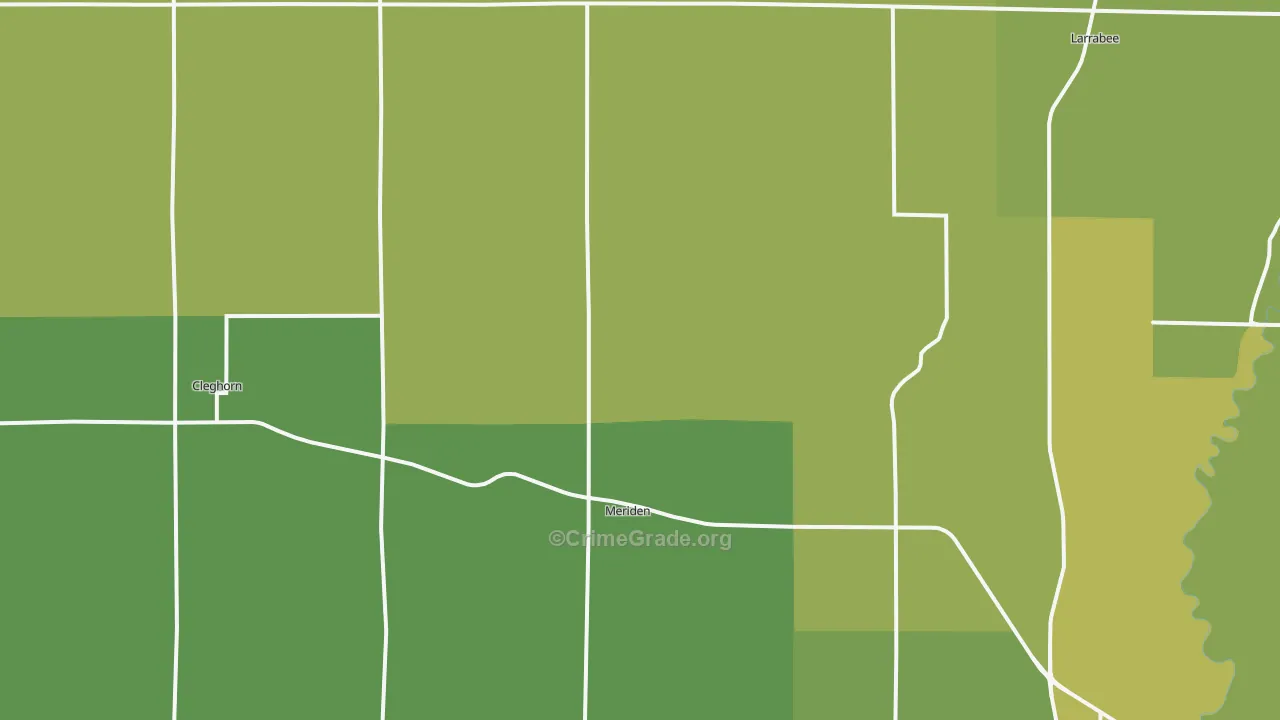 Meriden, IA Map of Vehicle Theft Rates