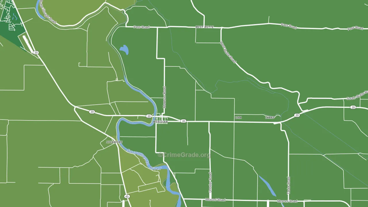 Meridian, CA Map of Vehicle Theft Rates