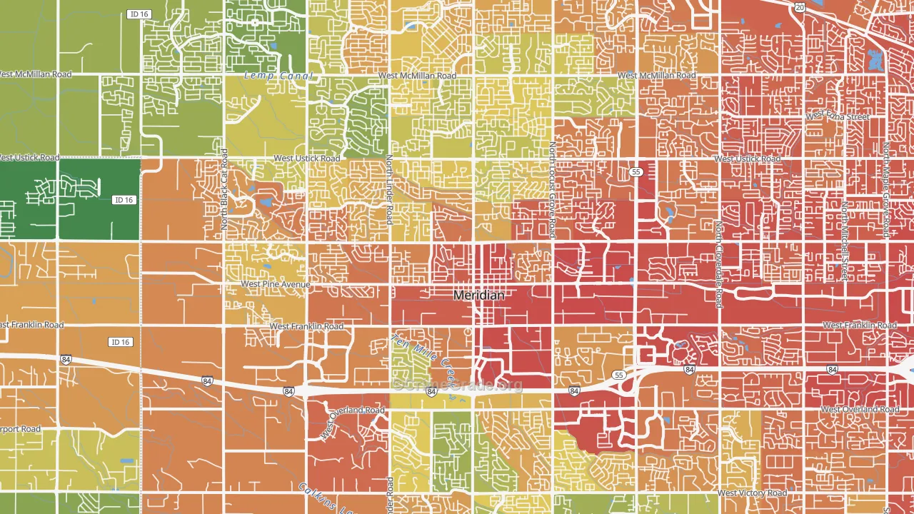 Meridian, ID Map of Vehicle Theft Rates