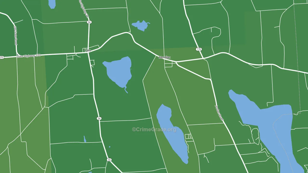 Meridian, NY Map of Vehicle Theft Rates