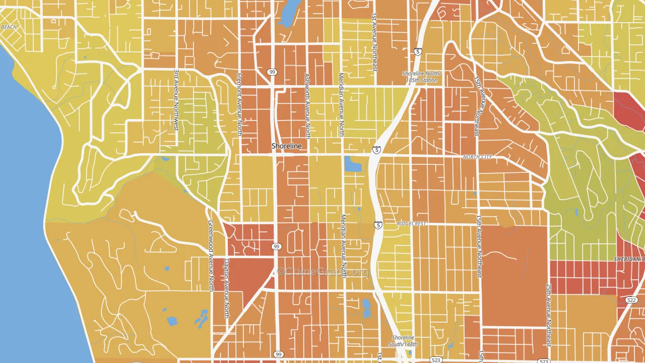 Meridian Park, Shoreline, WA Map of Vehicle Theft Rates