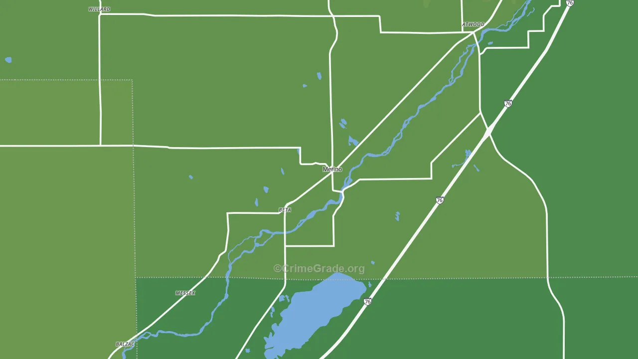 Merino, CO Map of Vehicle Theft Rates