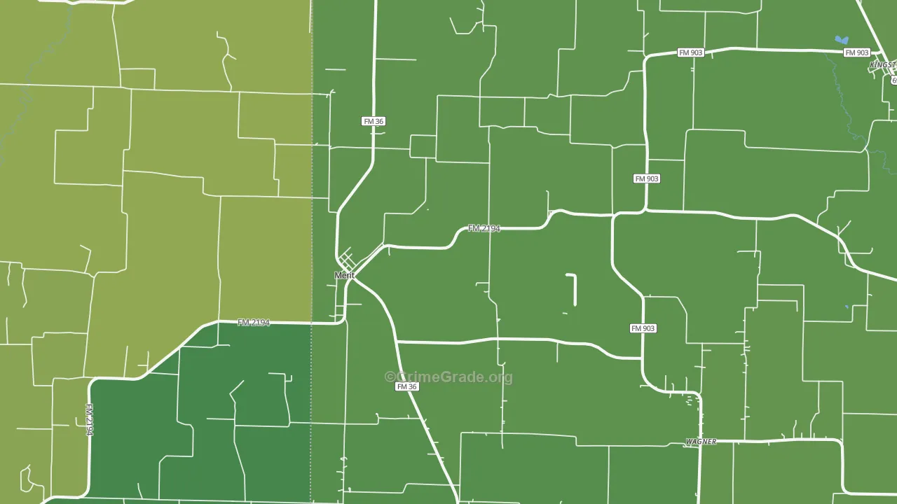 Merit, TX Map of Vehicle Theft Rates