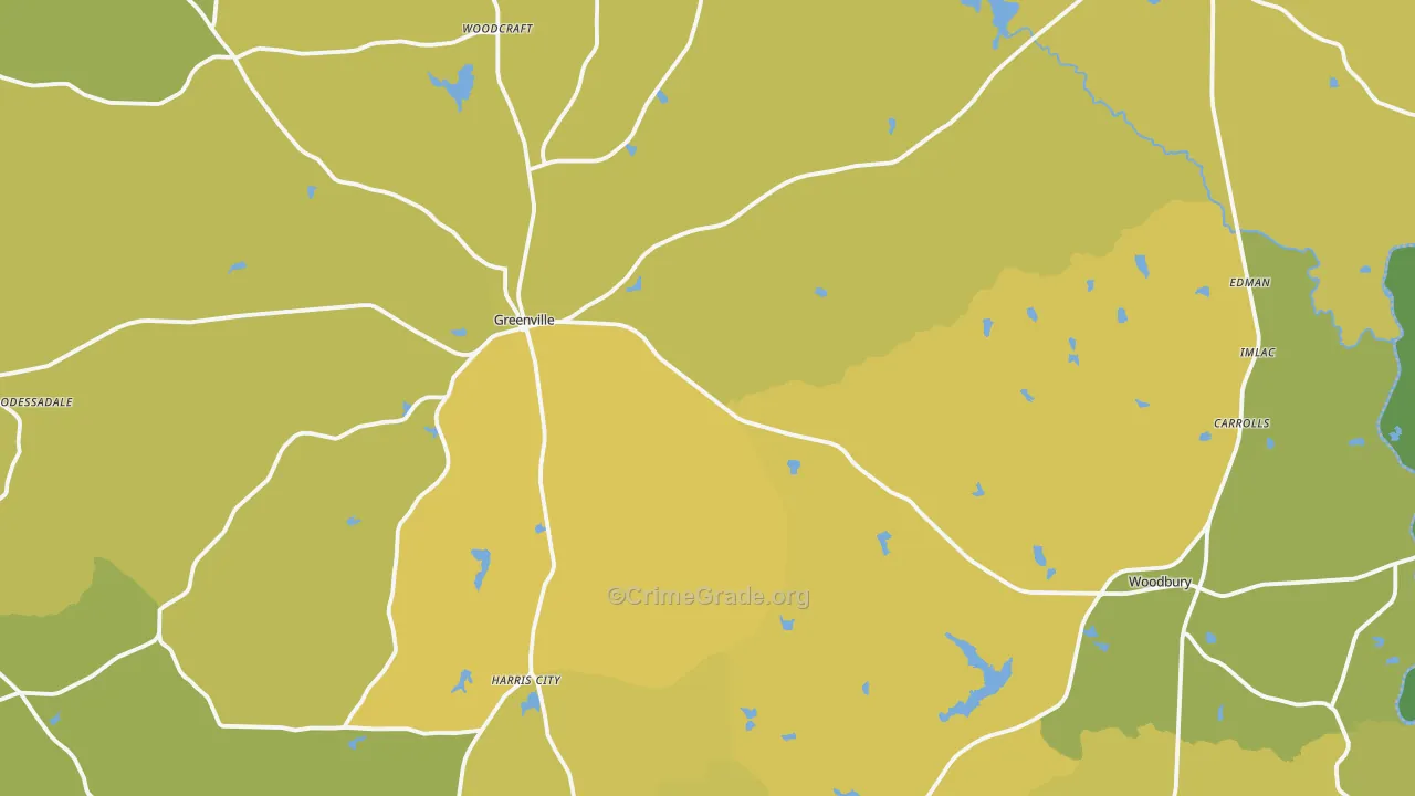 Meriwether County, GA Map of Vehicle Theft Rates