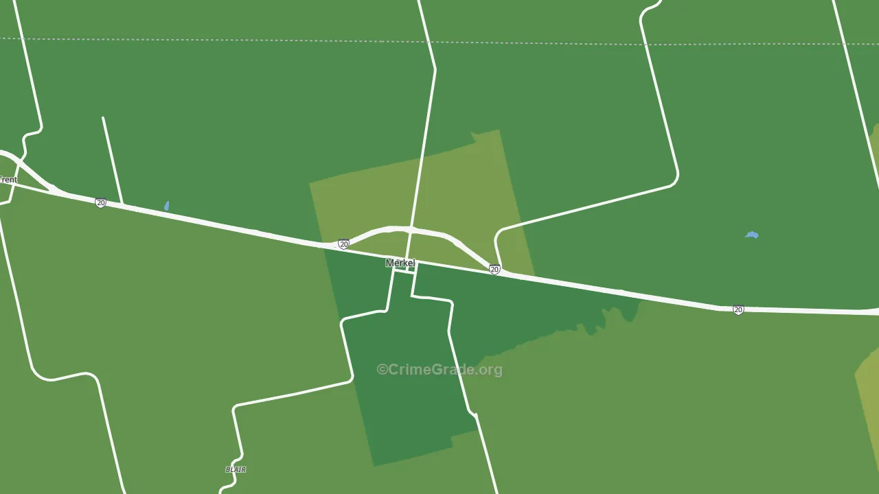 Merkel, TX Map of Vehicle Theft Rates