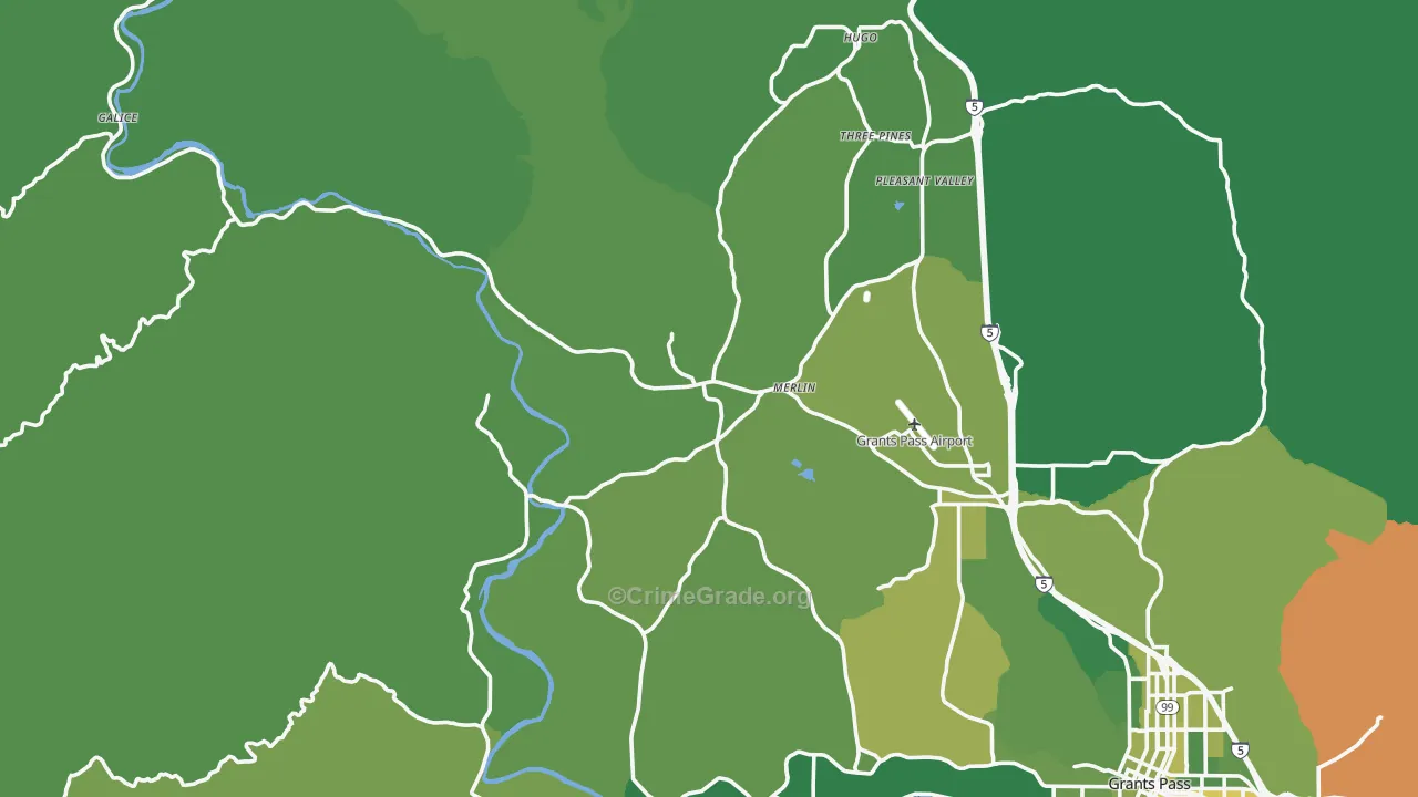 Merlin, OR Map of Vehicle Theft Rates