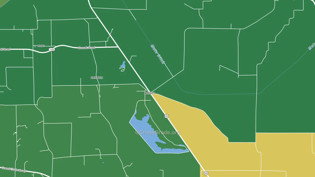 Mermet, IL Map of Vehicle Theft Rates