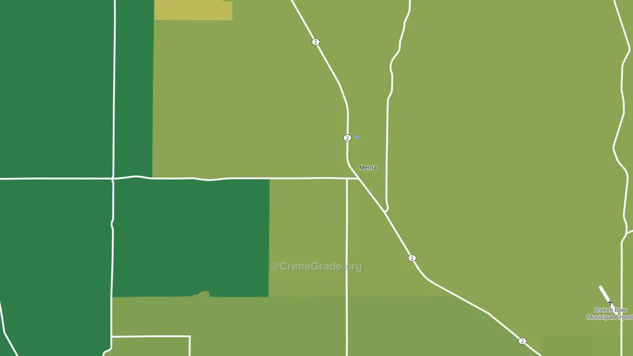 Merna, NE Map of Vehicle Theft Rates