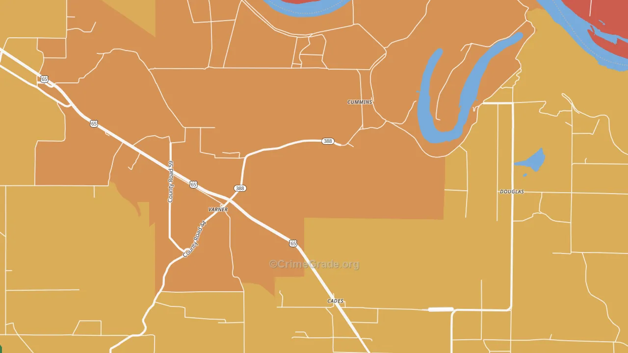 Meroney, AR Map of Vehicle Theft Rates