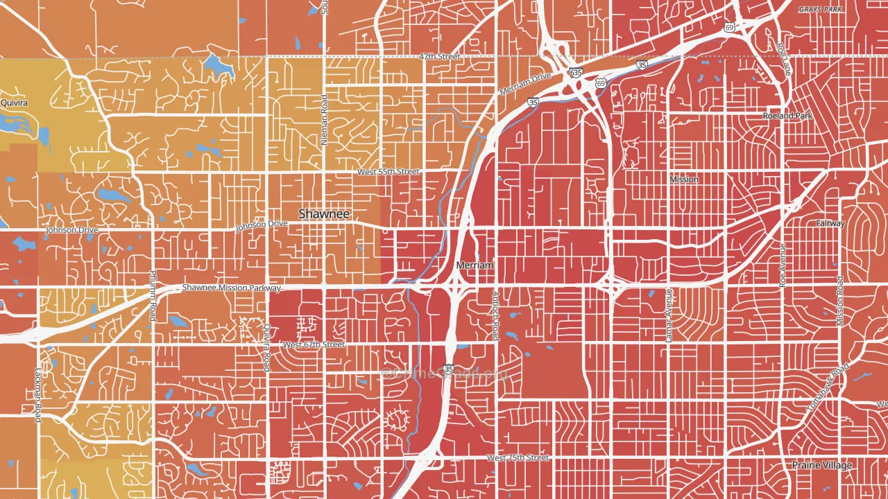 Merriam, KS Map of Vehicle Theft Rates