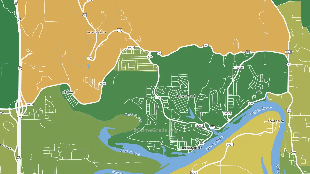 Merriam Woods, MO Map of Vehicle Theft Rates