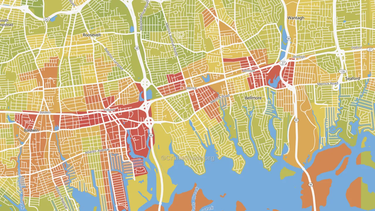 Merrick, NY Map of Vehicle Theft Rates