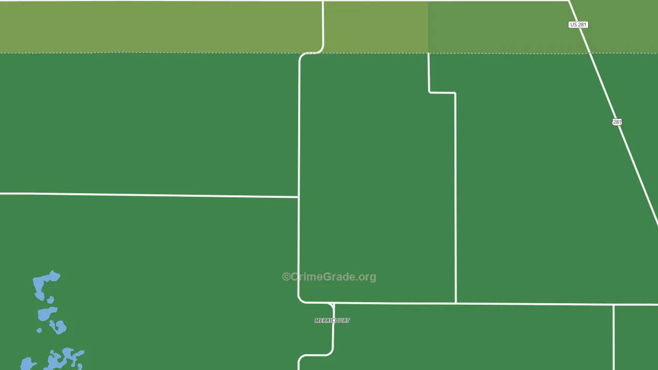 Merricourt, ND Map of Vehicle Theft Rates