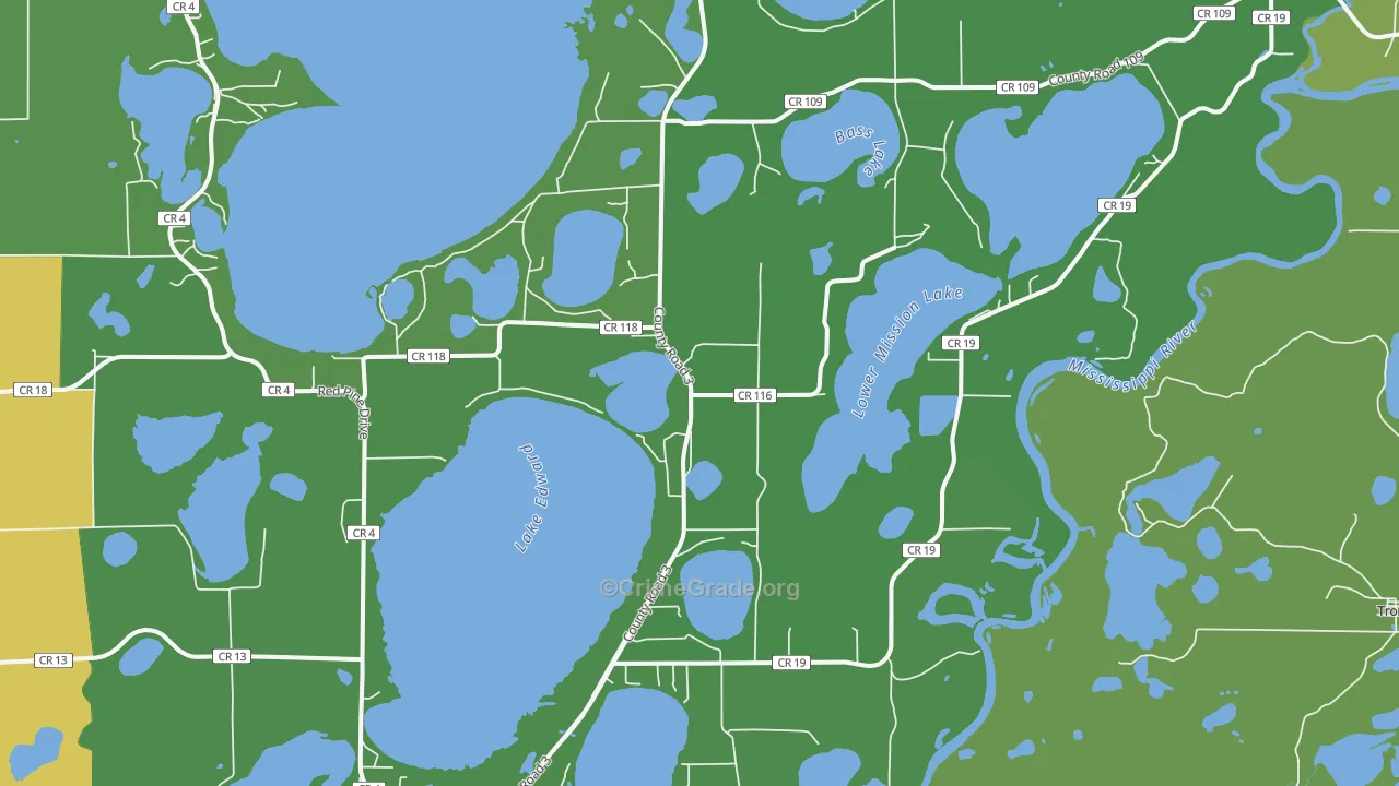 Merrifield, MN Map of Vehicle Theft Rates