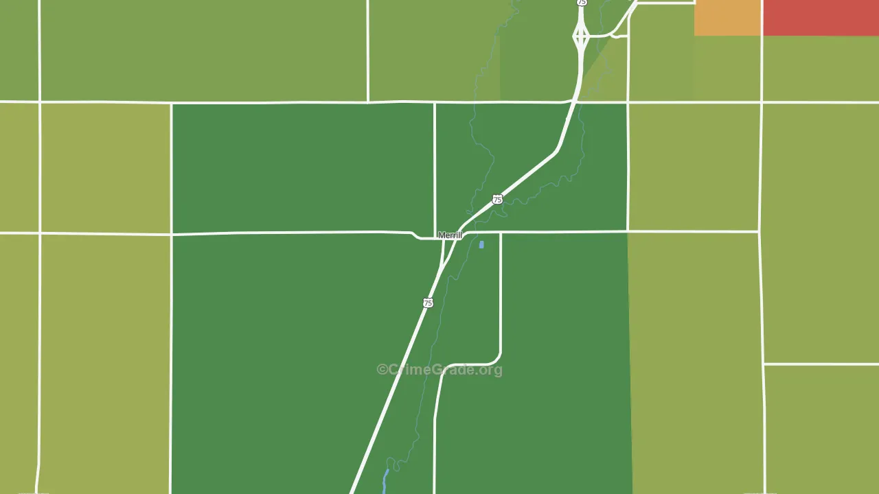 Merrill, IA Map of Vehicle Theft Rates