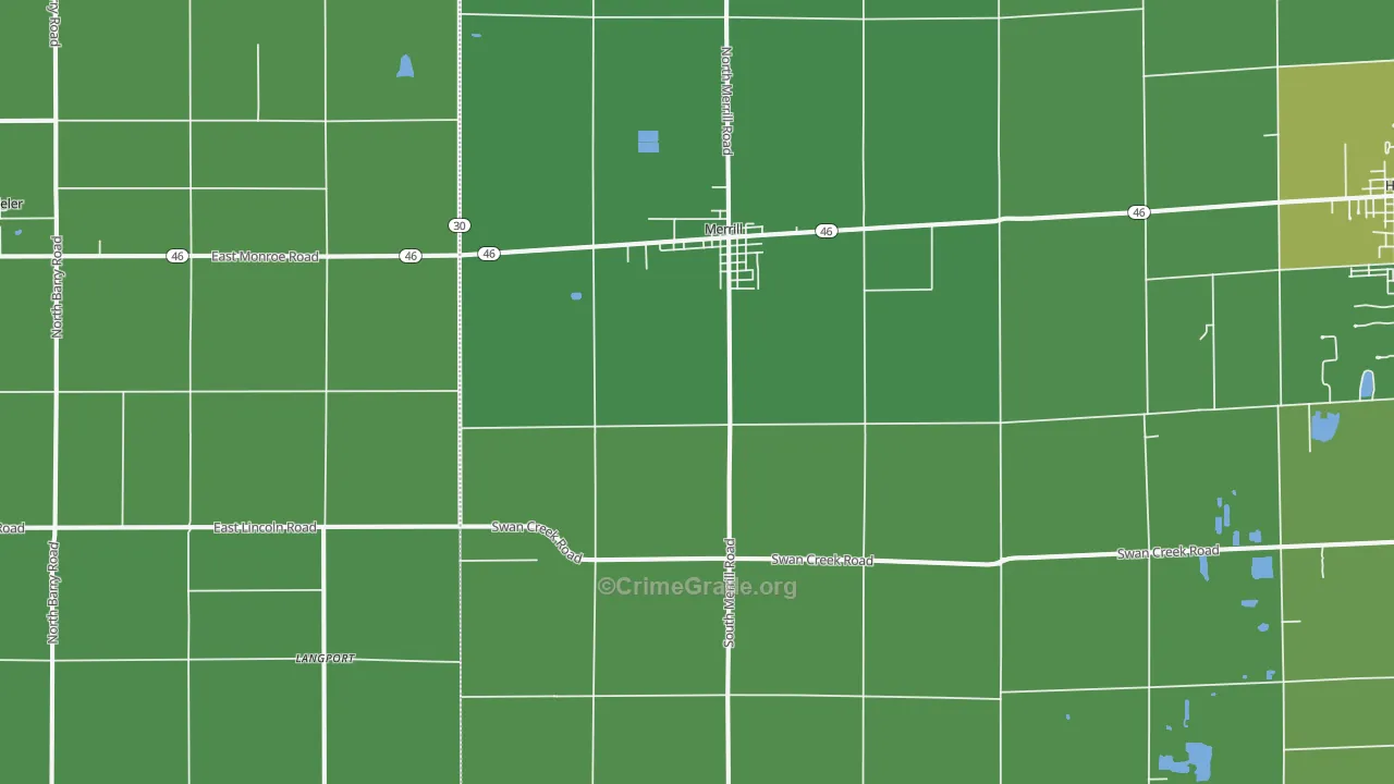 Merrill, MI Map of Vehicle Theft Rates
