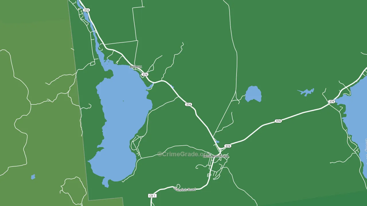 Merrill, NY Map of Vehicle Theft Rates
