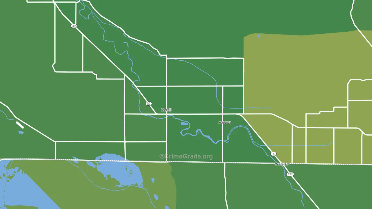 Merrill, OR Map of Vehicle Theft Rates